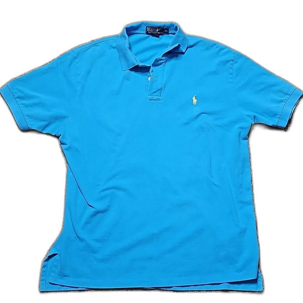 (Size-XL) Polo By Ralph Lauren Polo Shirt. Blue Shirt With Yellow Horse